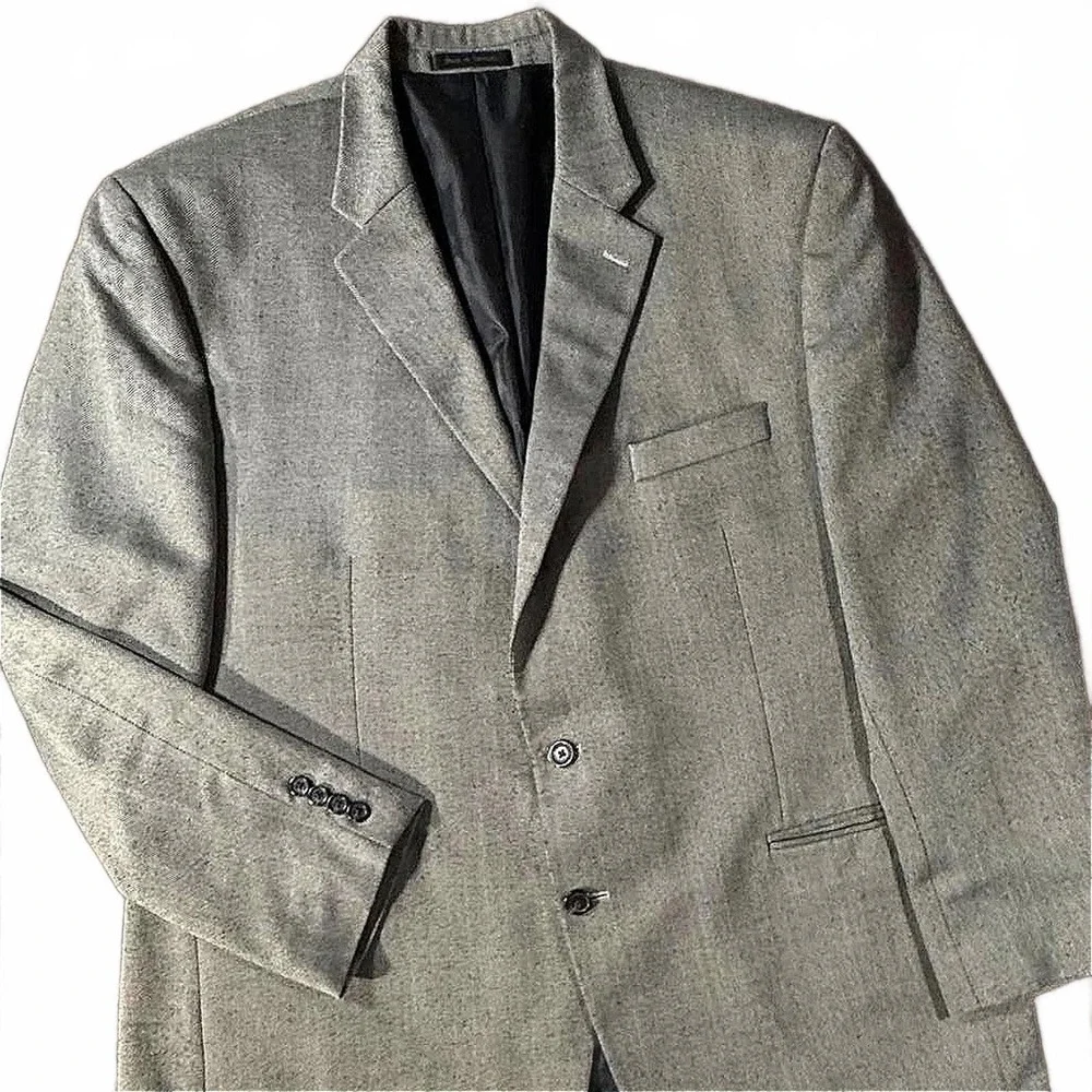 Lauren Ralph Lauren Herringbone Blazer Sport Coat Men's 50L Long‎ Polyester Gray